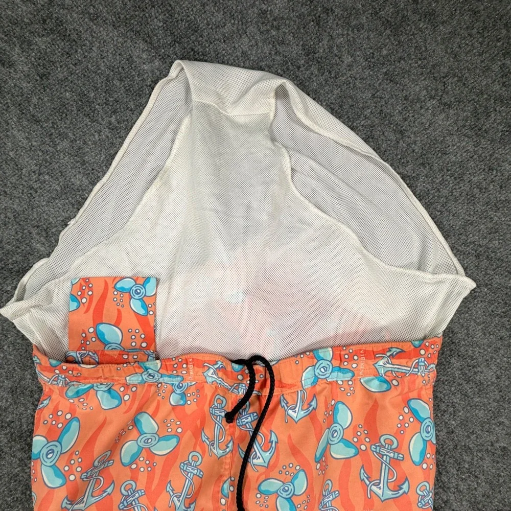 Vineyard Vines Mens Swim Trunks Medium Orange Anchor Propeller Board Shorts 0749